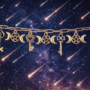 Silver Charm Bracelet with Celestial and Key Charms